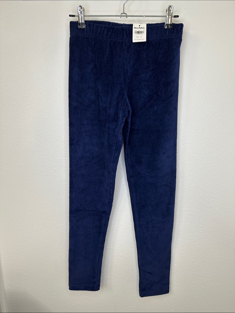 Hanna Andersson size 10, 140cm Dark Blue Leggings, Pants w/Ribbed Velour Texture